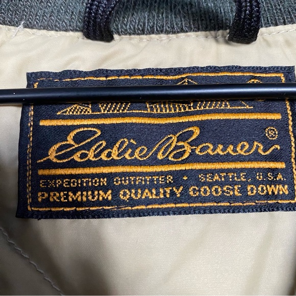 Vintage Eddie Bauer Men’s Quilted Goose Down Pullover Bomber Jacket size medium - Picture 7 of 7